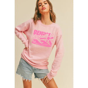 Beach Bum Graphic Sweatshirt: TEA ROSE / L