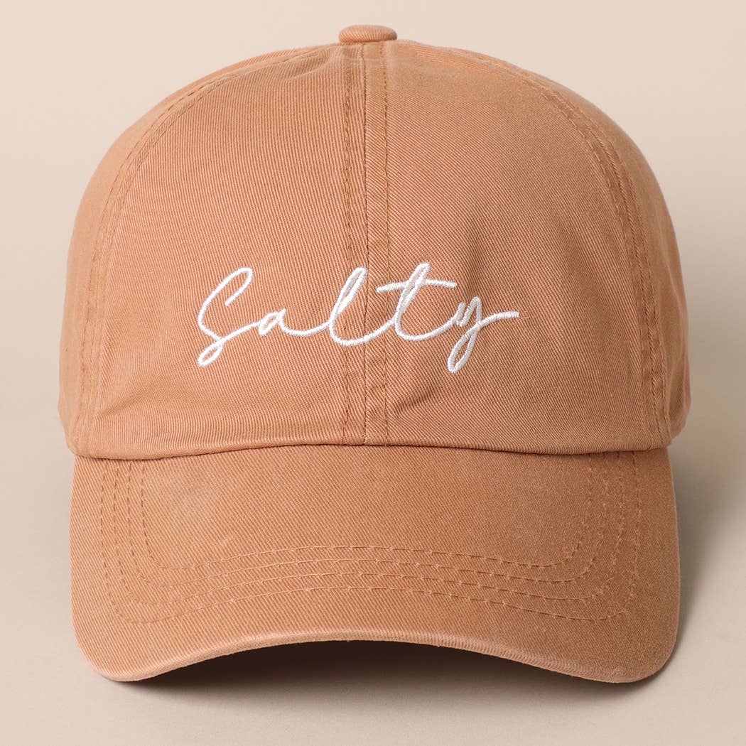 Salty Lettering Embroidery Baseball Cap: One Size / BURNT ORANGE