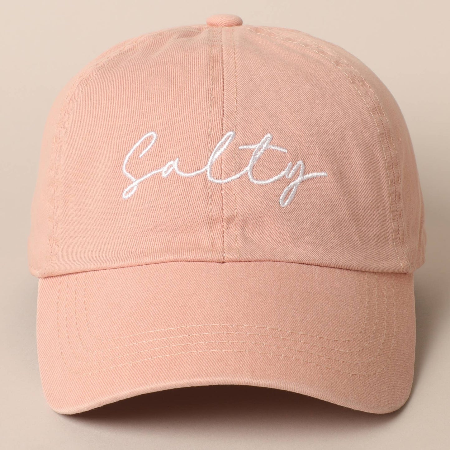 Salty Lettering Embroidery Baseball Cap: One Size / BURNT ORANGE