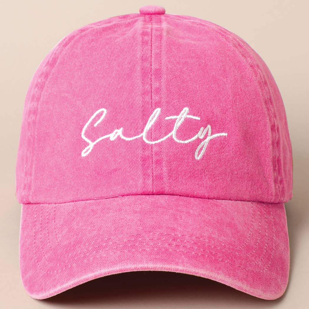 Salty Lettering Embroidery Baseball Cap: One Size / BURNT ORANGE