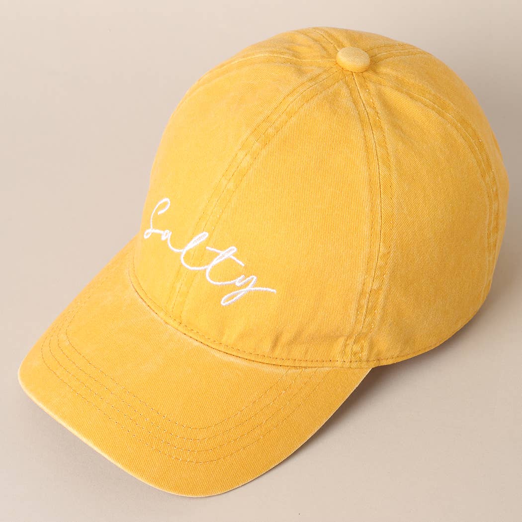 Salty Lettering Embroidery Baseball Cap: One Size / BURNT ORANGE