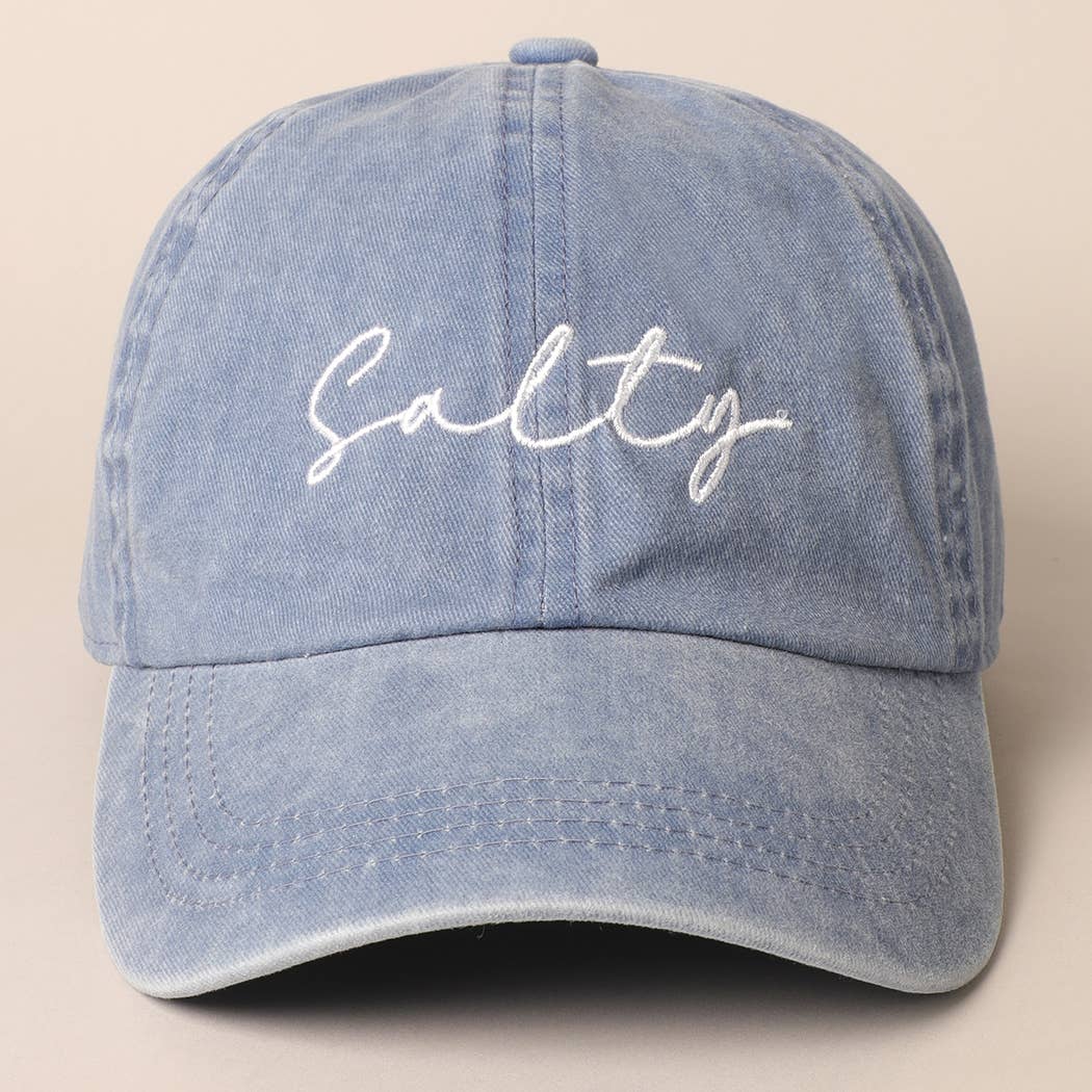 Salty Lettering Embroidery Baseball Cap: One Size / BURNT ORANGE