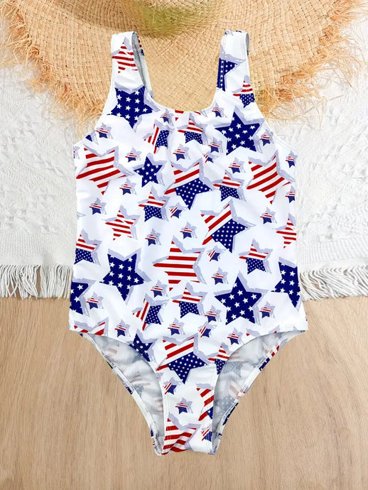 Cayucos 1-Piece American flag Swimsuit