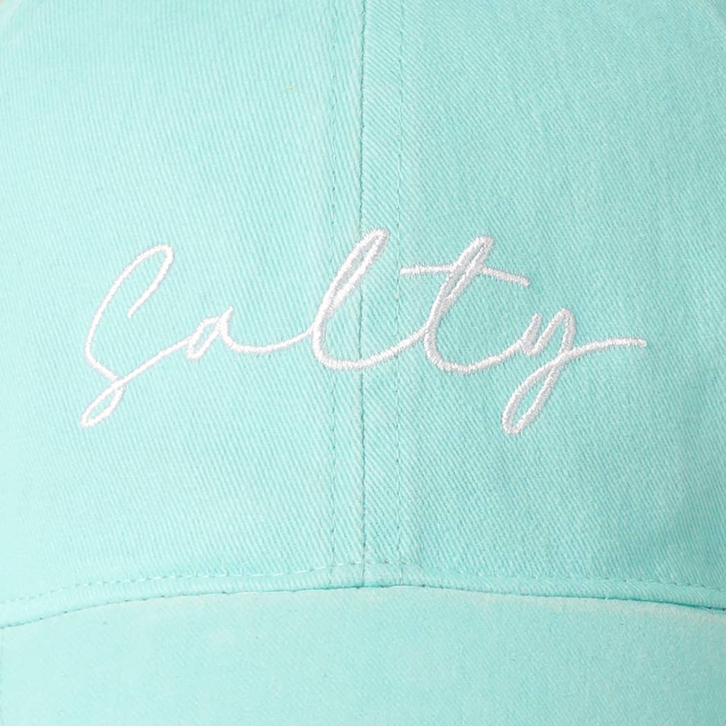 Salty Lettering Embroidery Baseball Cap: One Size / BURNT ORANGE