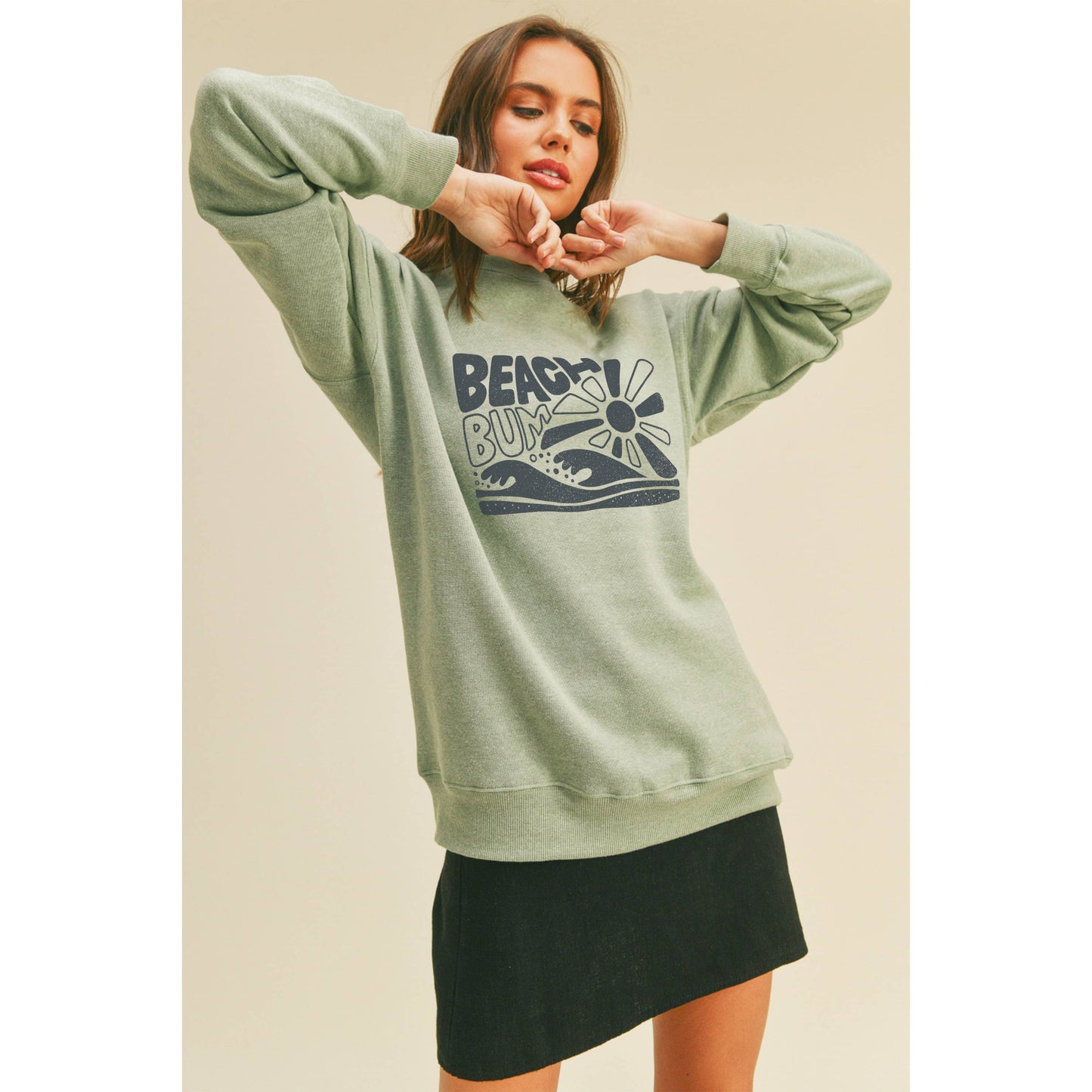 Beach Bum Graphic Sweatshirt: HEATHER DUSTY / L