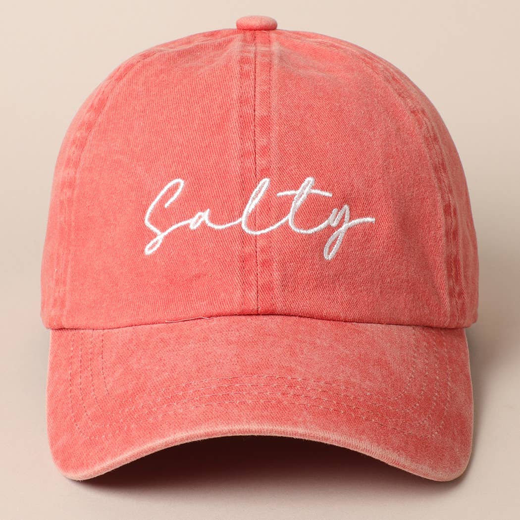 Salty Lettering Embroidery Baseball Cap: One Size / BURNT ORANGE