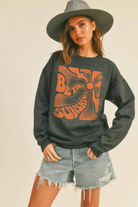 Be the Sunshine Graphic Sweatshirt: LIGHT HEATHER GREY / M