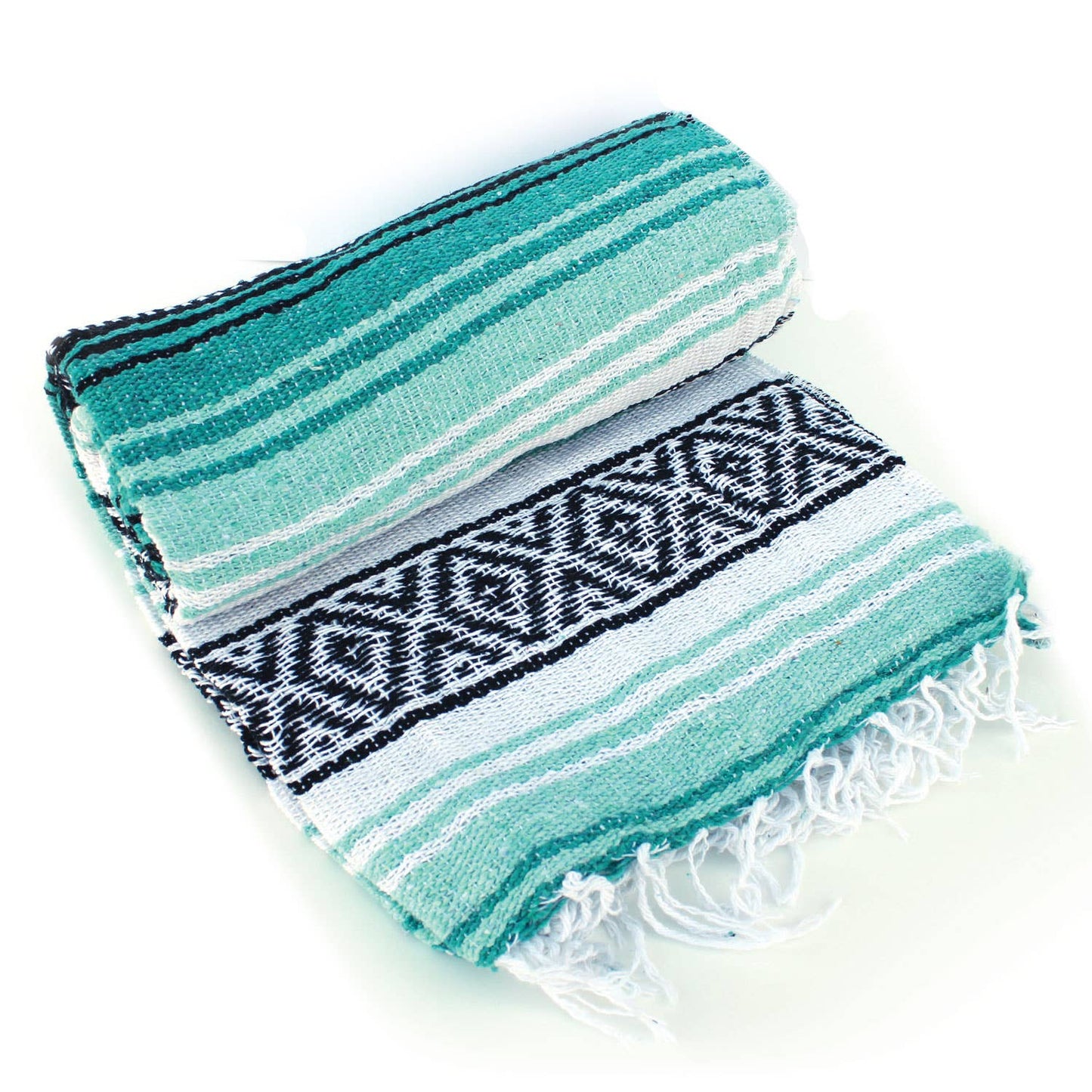 Aqua & Teal Mexican Throw Blanket | Baja Beach Yoga