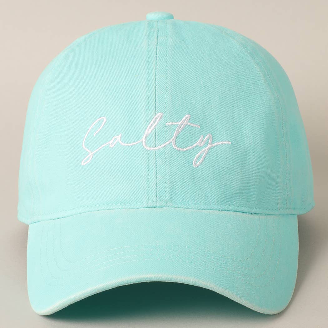 Salty Lettering Embroidery Baseball Cap: One Size / BURNT ORANGE