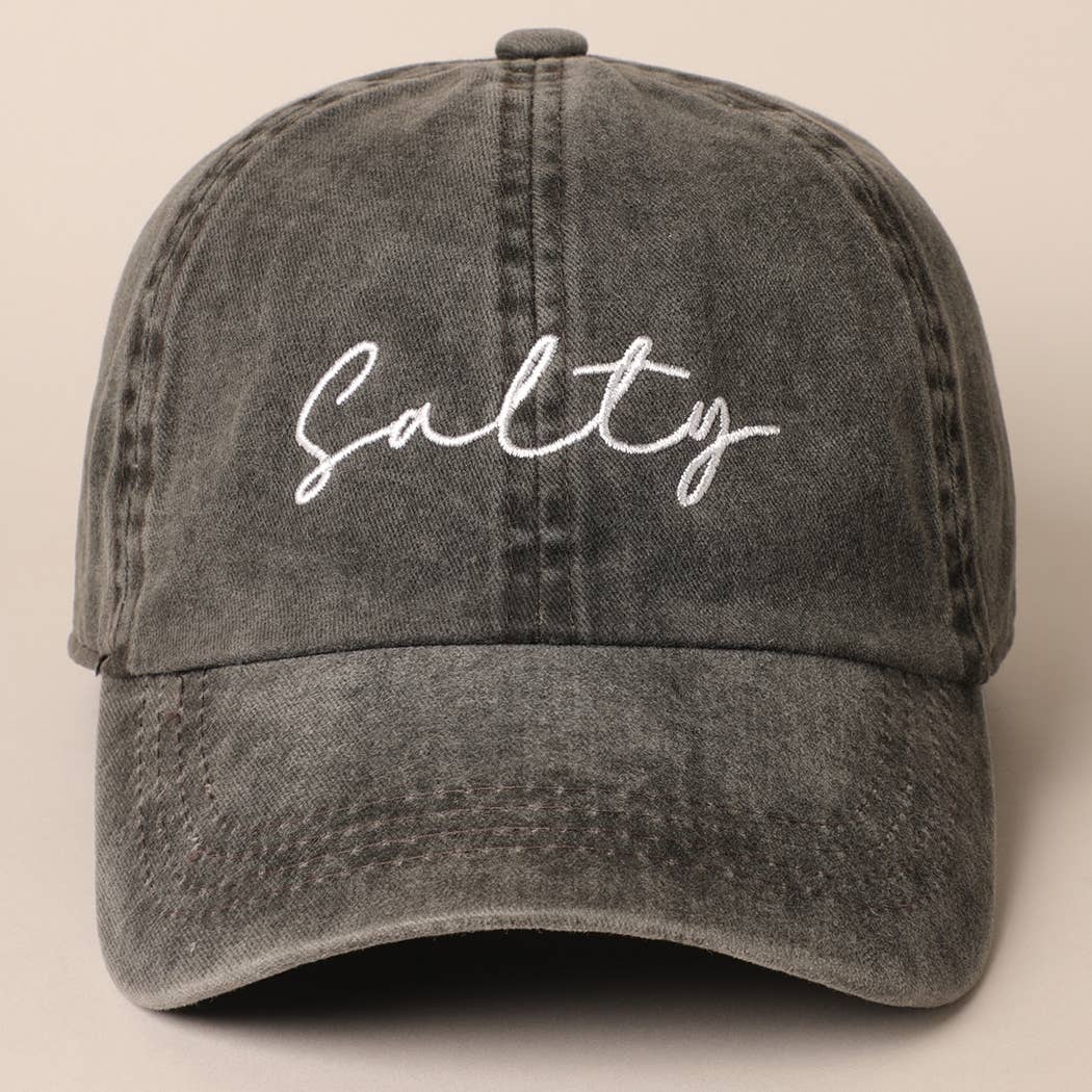 Salty Lettering Embroidery Baseball Cap: One Size / BURNT ORANGE